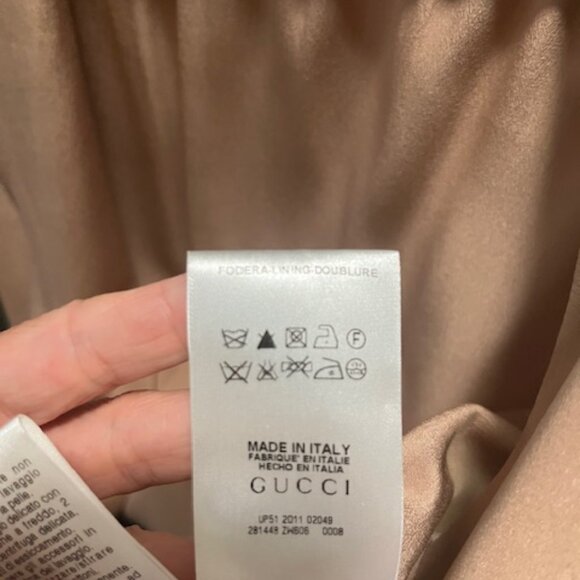 Gucci Nude & Neon Yellow Silk Crepe Pleated Buckled Dress IT 40 - Picture 5 of 7